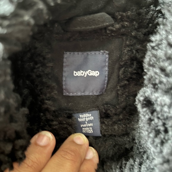 GAP Toddler Girl Fleece Lined Black Suede Zippered Jacket - Picture 3 of 3